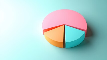 Obraz premium Vivid Abstract Pie Chart on Pastel Background - Minimalist Design with Clean Divisions and Color Variety
