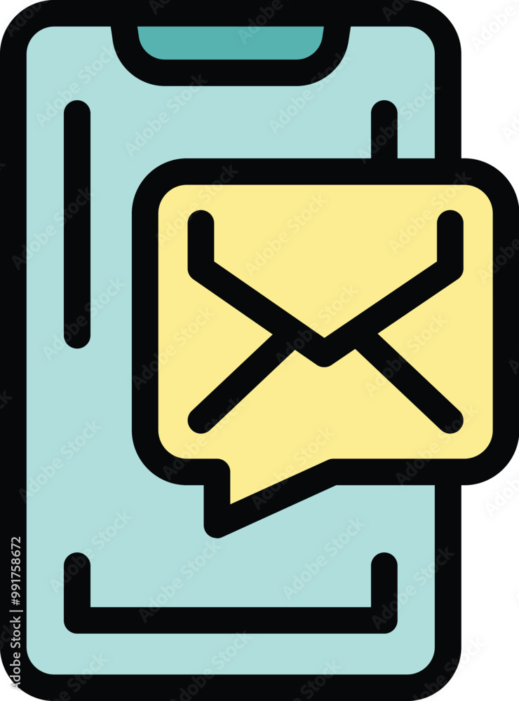 Poster smartphone is displaying a new email message notification