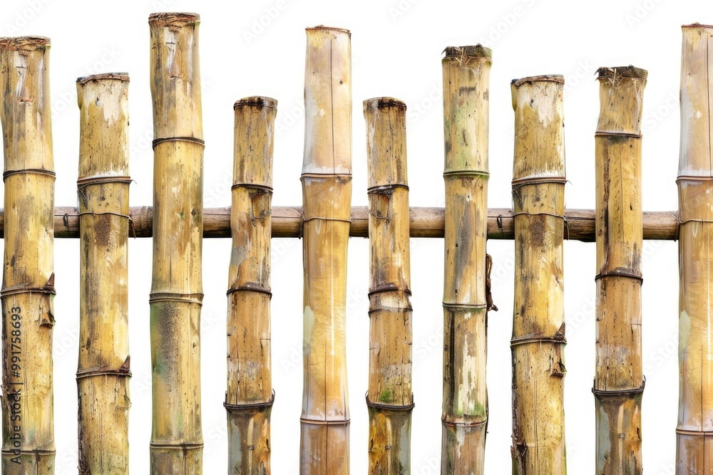Poster close-up shot of multiple bamboo poles arranged together, suitable for use in designs related to nat