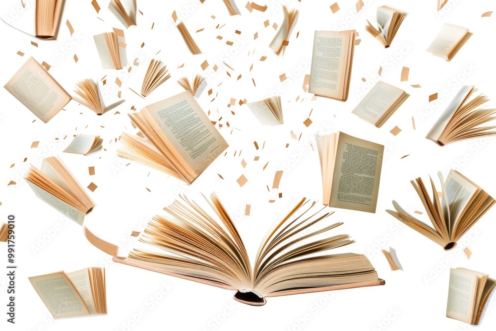 Poster a book defying gravity and floating through the air