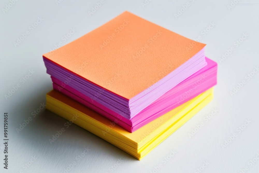 Aufkleber A stack of brightly colored post-it notes stacked on top of each other, ideal for highlighting important information or adding a pop of color to any space