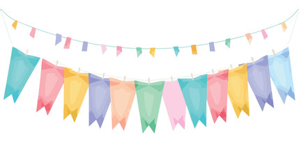 Garland of Hanging Flags Multicolored Collection Isolated on white background Vector Illustration