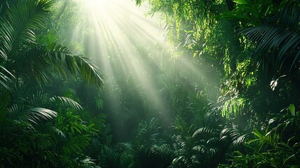   A verdant woodland teeming with numerous arboreal giants, bathed in golden beams filtering through their leafy crowns
