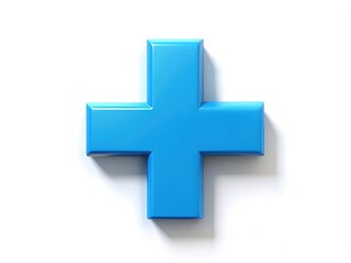 Fototapeta premium Blue cross symbol on a white background representing healthcare and insurance services for all