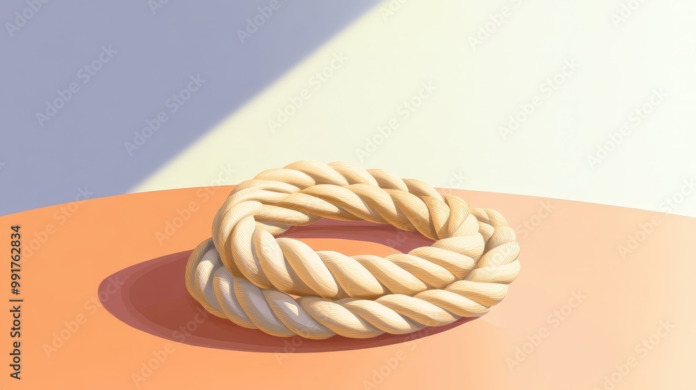 Aufkleber minimalistic rope circle vector art on pastel background table - clean aesthetic design with smooth 
