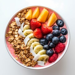 Colorful Smoothie Bowl with Fresh Fruits and Granola