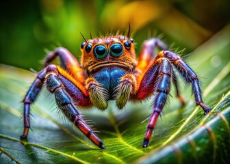 Captivating Close-Up of a Bird Spider in Its Natural Habitat on a Leaf in the Jungle