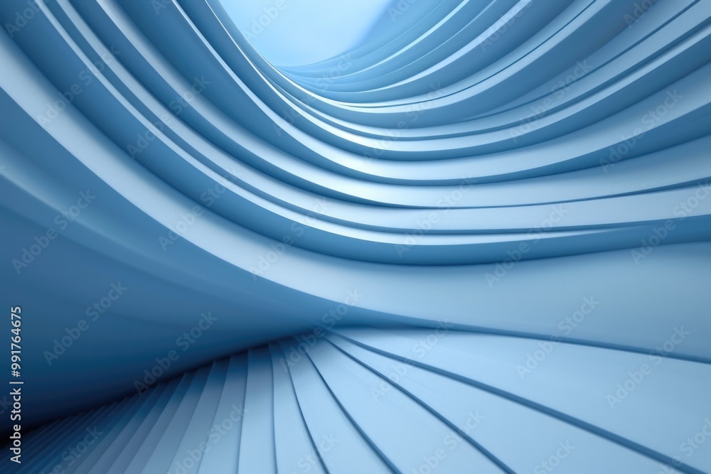 Poster Abstract design featuring curved lines on a bright blue background, suitable for use in backgrounds and designs