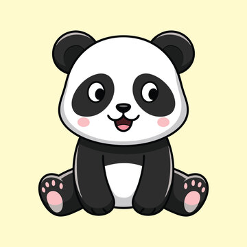 cute sitting panda cartoon clip art preview