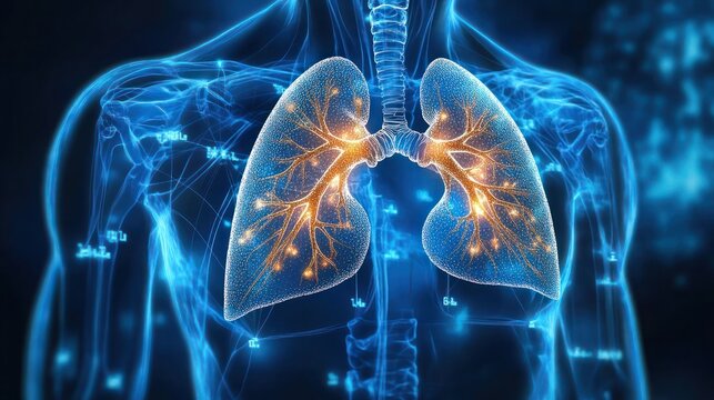 Technology in the treatment of human lung, Close up image of human respiratory health lung anatomy. Technology in the treatment of human lung, Close up image of human respiratory health lung anatomy.