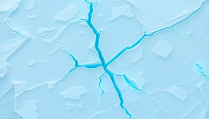 Obraz premium Cracked ice glowing faintly for digital screens