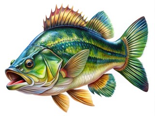 Colorful Bass Clipart Illustration for Fishing, Aquatic Life, and Nature-Themed Projects and Designs