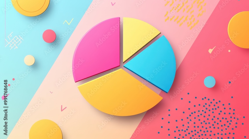 Poster modern abstract 2d vector pie chart with minimal aesthetic and soft pastel background