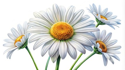Delicate Hand-Drawn Daisy Flower Illustration on White Background for Nature-Themed Projects