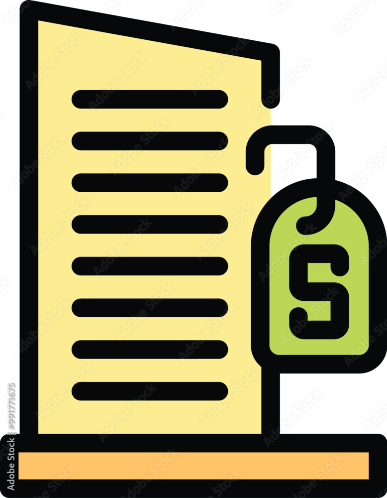 Aufkleber simple vector showing a modern building with a price tag, representing a building for sale