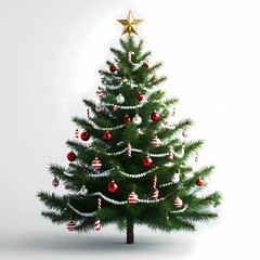 Fototapeta premium Cute Decorated Christmas Tree with Ornaments and Candy Canes