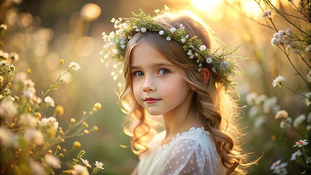 Ethereal Elegance: A Dreamy Portrait of Youthful Innocence in a Soft, Enchanting Setting