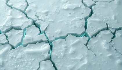Obraz premium Thick Ice with Glowing Blue Fractures