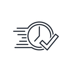 Success clock time management, correct moment for action. Vector linear icon isolated on white background.