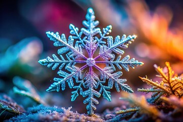 Intricate Details of a Snowflake Captured in Stunning Close-Up Photography for Nature Enthusiasts
