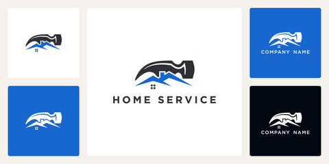 Vector of hammer, home service, logo and icon design template available, can be used in various media easily, editable