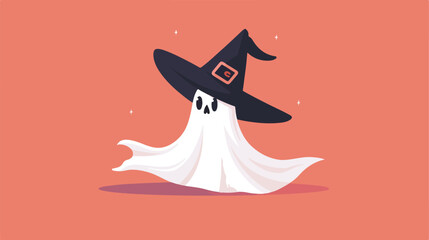 Ghost in Witch Hat Cute Smiling Spirit Flying