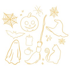 Seamless pattern with minimalistic elements for Halloween