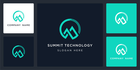 Vector of summit technology, logo and icon design template available, can be used in various media easily, editable