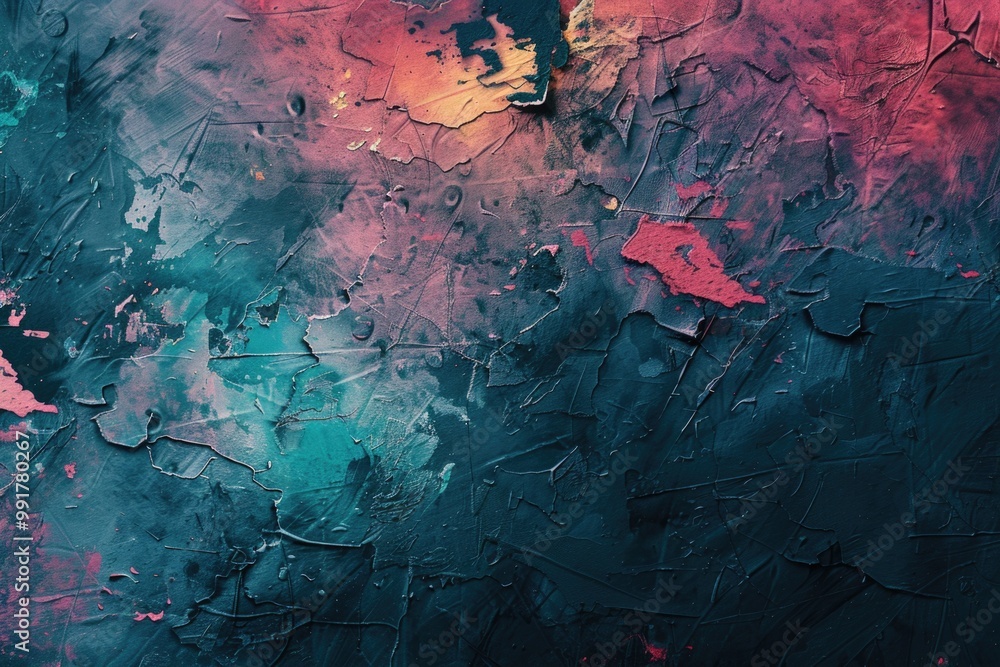 Poster a detailed view of an artwork on a wall, perfect for showcasing details or highlighting specific ele