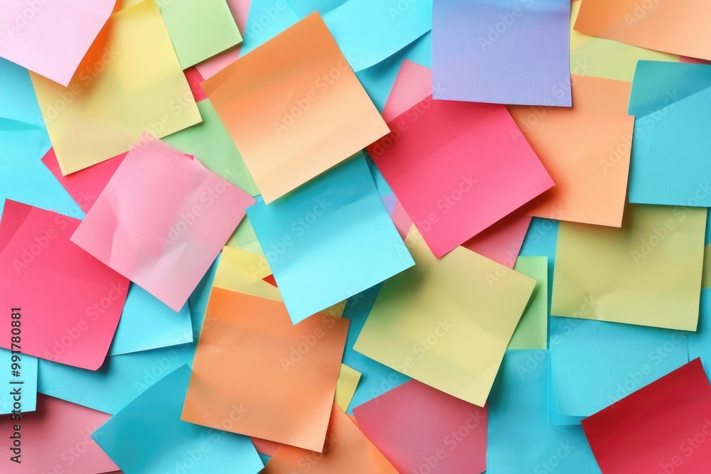 Aufkleber a collection of colorful post-it notes stacked on top of each other, ideal for use in illustrations,