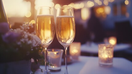 Celebration toast with champagne.