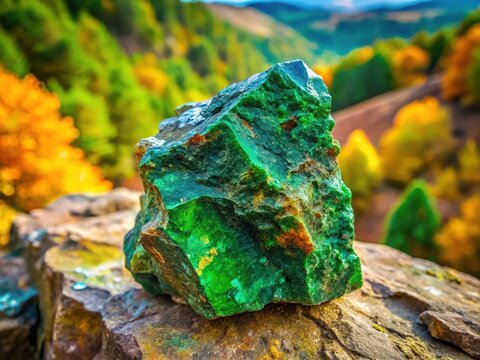 Raw Dunite Rock Sample Displaying Unique Green Color and Intricate Mineral Composition in Nature