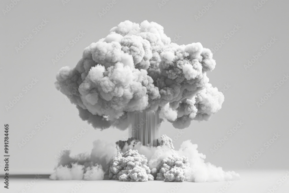 Poster a dense cloud of smoke fills the frame in this black and white photograph, with no visible source or