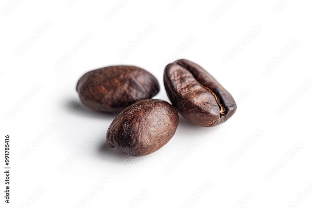 Wall mural A group of coffee beans arranged on a clean white surface