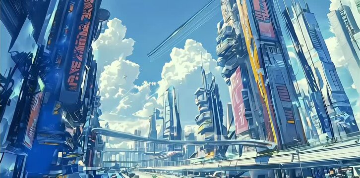 4k cyberpunk cityscape view animation