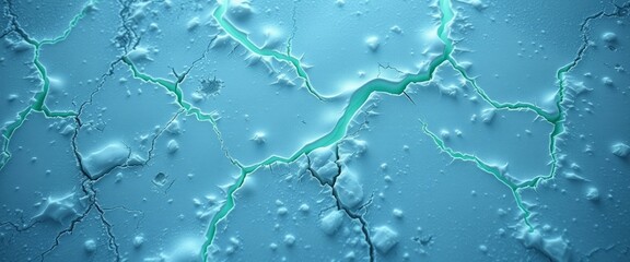 Jagged Ice Cracks with Eerie Glow