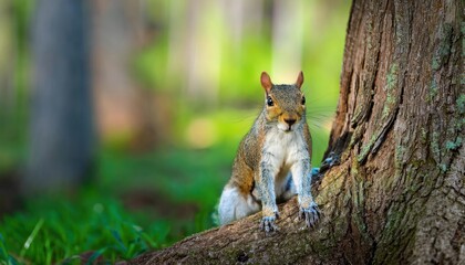 Funny image from wild nature. Gray Squirrel, Sciurus carolinensis, cute animal in the forest