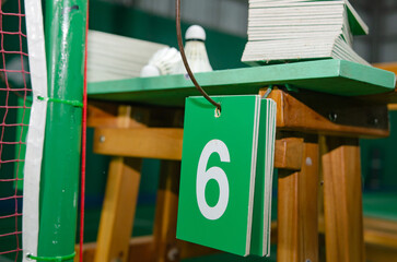 badminton manual scoreboard  referee view.