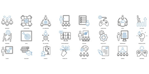 Workshop icons set. Set of editable stroke icons.Set of Workshop