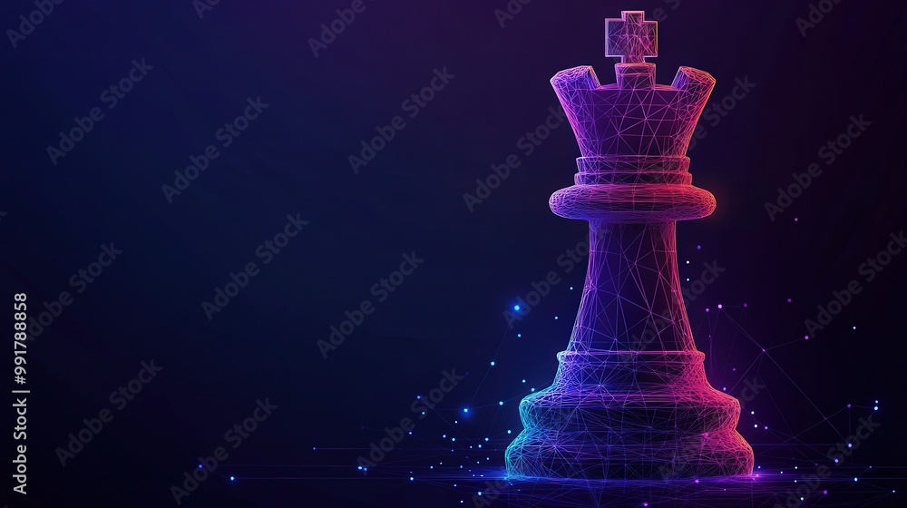 Poster geometric chess rook abstract vector illustration with rgb color scheme on minimal background