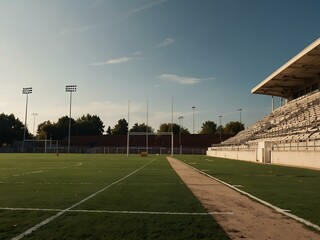 School stadium with a distant football goal.
