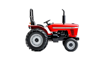 modern red tractor wheels white background
