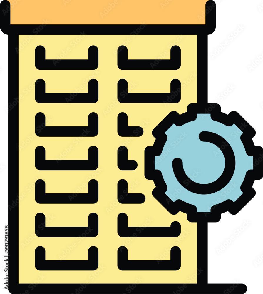 Poster building management system with a gear representing smart building technology for energy efficiency
