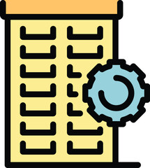 Building management system with a gear representing smart building technology for energy efficiency