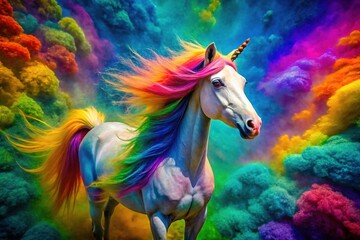 Fototapeta premium Vibrant Rainbow Unicorn Colors Blending in Abstract Artistic Background for Creative Projects