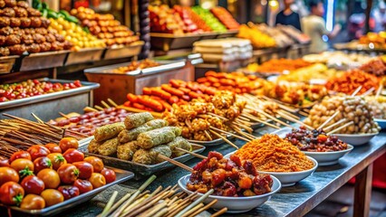Obraz premium Vibrant stalls of Gwangjang Market showcasing traditional Korean street food and handcrafted goods