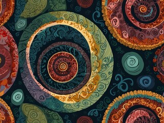 Serene spiral patterns in a seamless snail shell design.