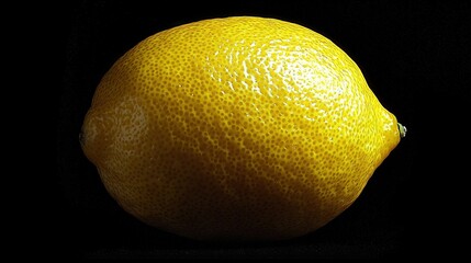   A close-up of a yellow fruit on a black background with a white spot on the top