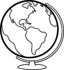 Globe and World Map Silhouette Icon - Transparent Background
