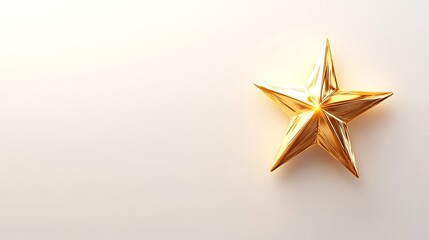 Obraz premium A single golden star sits on a white background, leaving plenty of room for text.